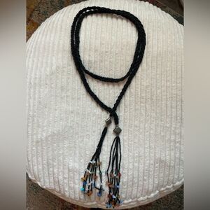 Versatile long seed bead bolero wrap necklace with earth stones festival wear